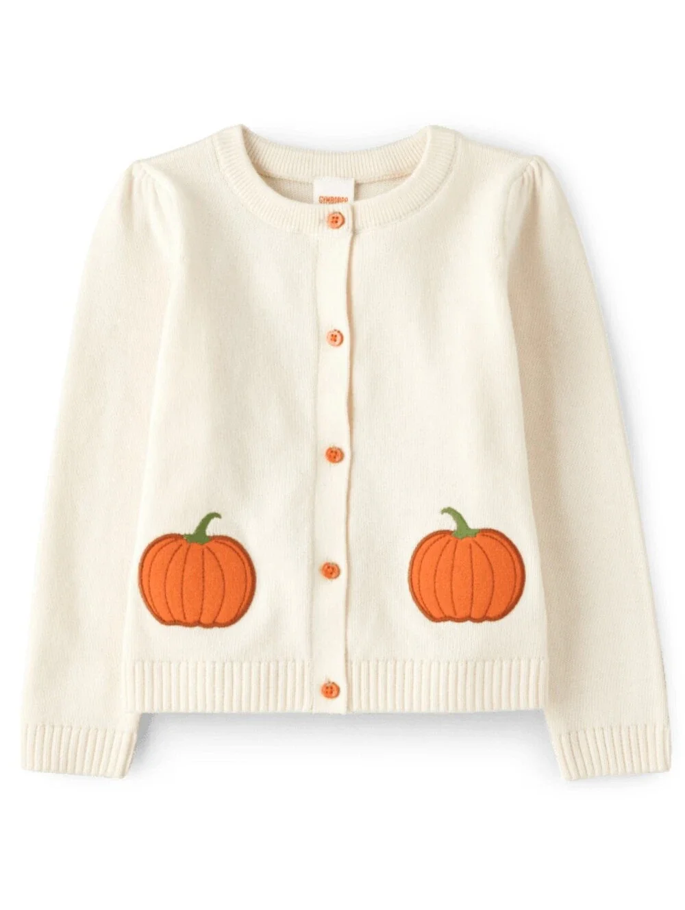 Gymboree Girls Cream Cardigan Sweater with Orange Pumpkin Patches Size 12